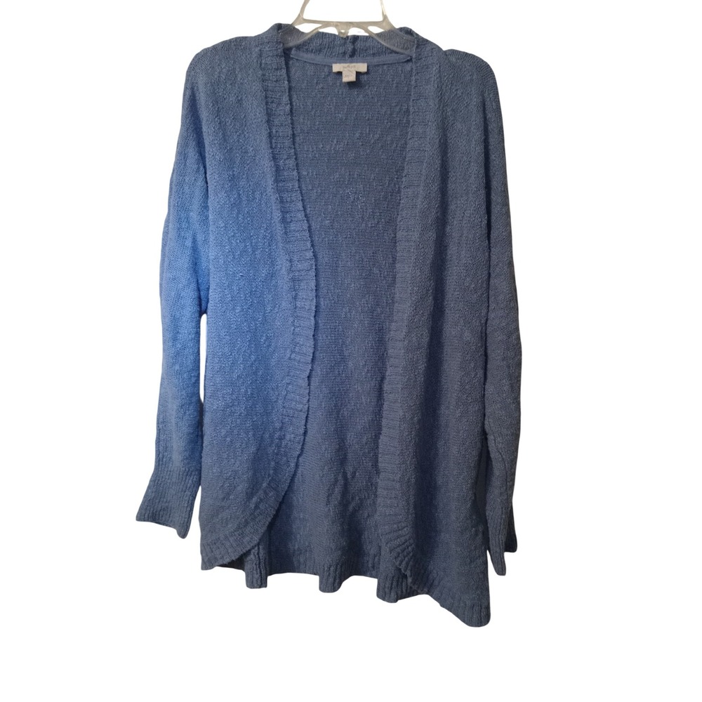 Pure Jill J. Jill Blue Open Front Cardigan Sweater Textured Knit Women Small